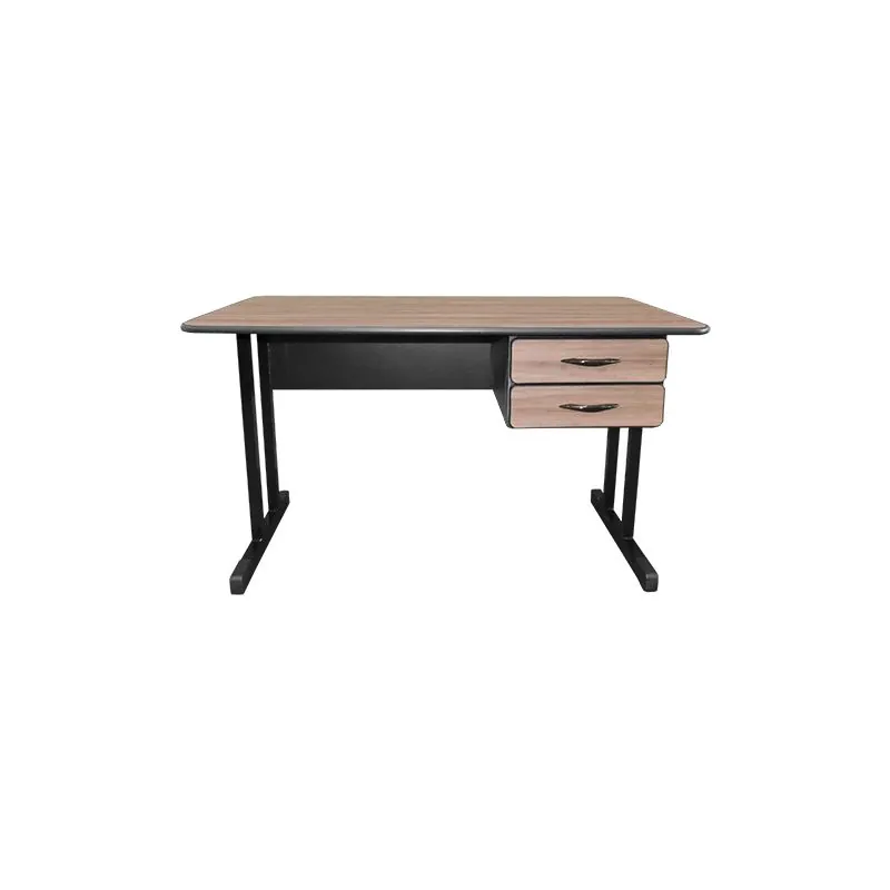 Mesa reta madeirado carvalho com pé na cor preta 3